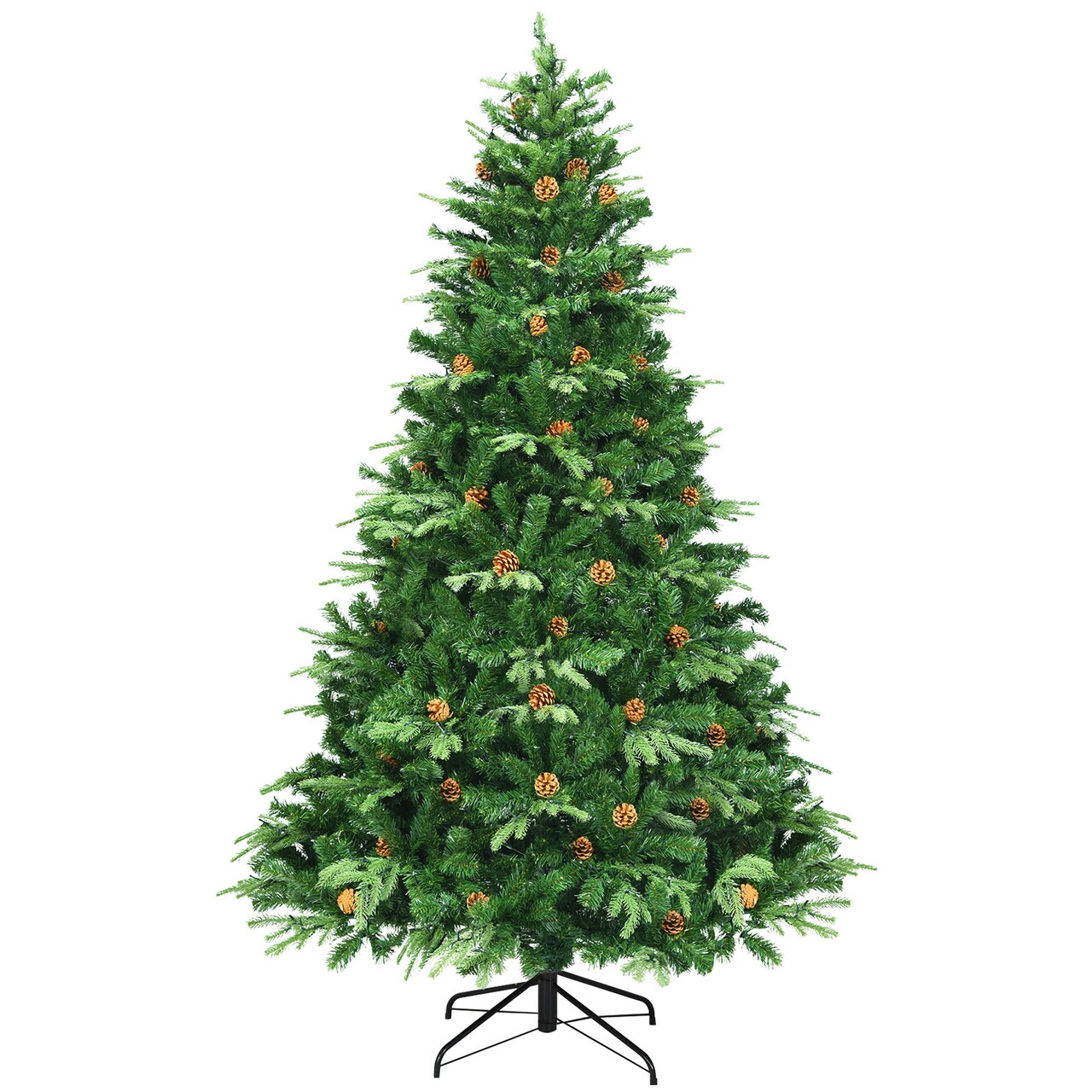 Flocked Artificial Christmas Tree with LED Lights and Pine Cones